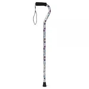 Medline Offset Handle Fashion Canes - Offset Cane, Triangles, Aluminum - MDS86420TRI