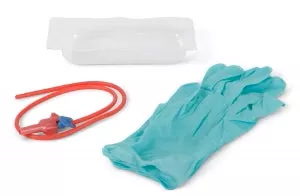 Medline Open Suction Rigid Trays with Catheter and Gloves - Mini Poly-Cath Suction Catheter Tray with Pair of Gloves, 10 Fr - DYND48980A