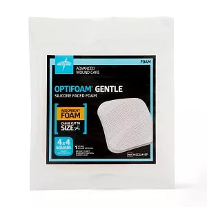 Medline Optifoam Gentle Silicone-Faced Foam Dressings - Optifoam Gentle Silicone-Faced Foam Dressing, 6" x 6", in Educational Packaging - MSC2266EP