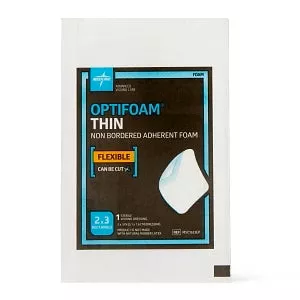 Medline Optifoam Thin Self-Adhesive Foam Dressing - Optifoam Thin Adhesive Foam Dressing, 4" x 4", in Educational Packaging - MSC1544EP