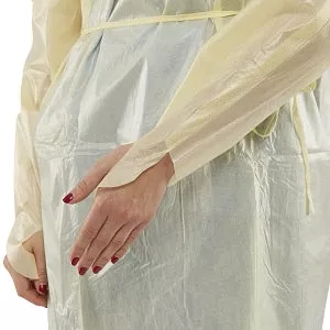Medline Over-Head Full-Back Poly Coated Isolation Gowns - Poly-Coated Overhead Isolation Gown with Full Back and Thumb Loop Wrists, Blue, Size XL - NON27380XL