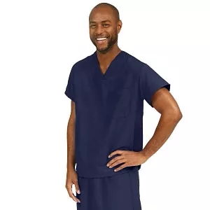 Medline PerforMAX Unisex Reversible V-Neck Scrub Top with 2 Pockets - PerforMAX Unisex Reversible V-Neck 2-Pocket Scrub Top with Angelica Color-Coding, Size 2XL, Caribbean Blue - 810NNTXXL-CA