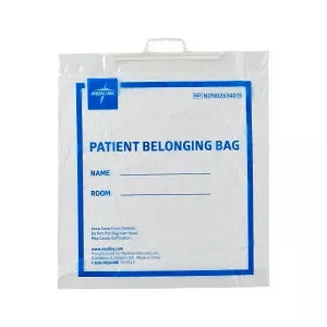 Medline Plastic Patient Belonging Bag with Rigid Handle - Rigid Handle Plastic Bag, Patient Belonging, 18" x 20", Dark Green - NON026320GR