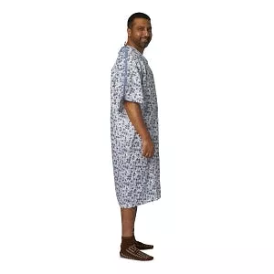 Medline PolyBright IV Patient Gowns - PolyBright IV Patient Gown, Two Tone Blue, One Size Fits Most - MDTPG6ITSRRB