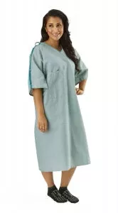 Medline PolyBright IV Patient Gowns - PolyBright Patient Gown, 100% Polyester, Side Tie, Basket Weave - MDTPG6ITSBWG