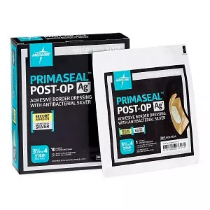 Medline Primaseal Ag Postoperative Ionic Silver Dressings - Primaseal Ag Postoperative Ionic Silver Dressing, 3.5" x 10" - MSCPS310