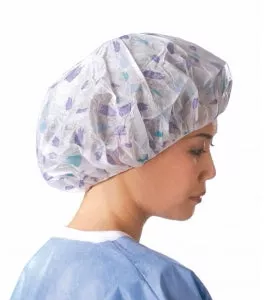 Medline Pro Series Bouffant Caps - Pro Series Bouffant Caps, Brush Stroke Print, 21" - NON28228