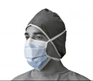 Medline Prohibit X-Tra Fluid Protection Surgical Face Mask - Surgical Face Mask, Fog-Free, Ties, Blue - NON27408