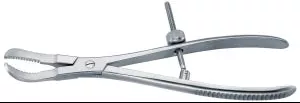 Medline Reduction Forceps - Orthopedic Reduction Forceps with Serrated Jaw, Small, Curved, Screw, 7" - MDS3244516