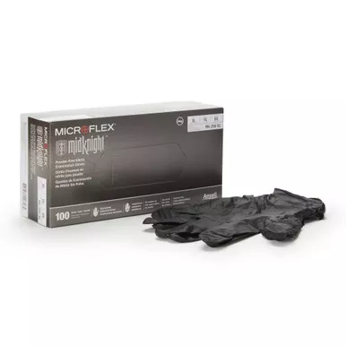 Microflex Medical MK-296-XL - Exam Glove MICROFLEX MidKnight™ X-Large NonSterile Nitrile Standard Cuff Length Fully Textured Black Fentanyl Tested