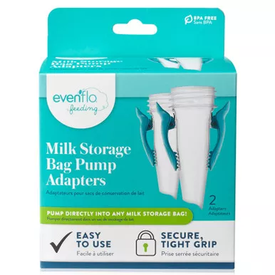 Midway Importing Inc 5142111 - Breast Milk Storage Bag Adapter Evenflo Advanced For Evenflo Advanced Breast Pumps and Most Other Standard Neck Breast Pump Brands