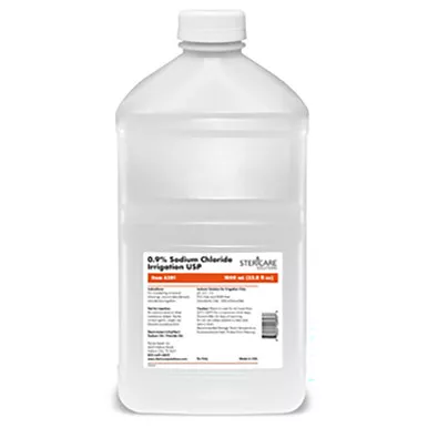 Nurse Assist USP 0.9% Sodium Chloride for Irrigation, Square Bottle, Break Band Cap, 1000 mL - REPLACES WE6281