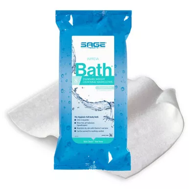 Sage Products 7988 - Rinse-Free Bath Wipe Impreva Bath™ Soft Pack Unscented 8 Count