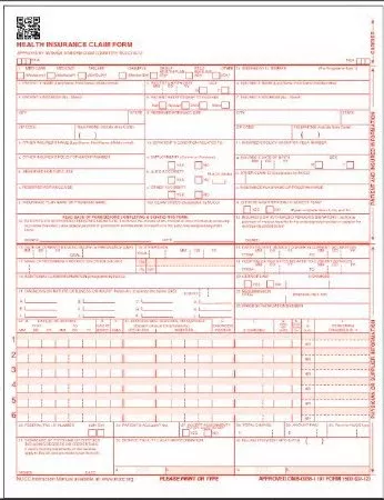 TFP Data Systems HCFA Form One Part Laser Cut Sheet - Case of 1 - CMS12LC-CS