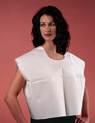 Tidi Products 910415 - Exam Cape Tidi White One Size Fits Most Front / Back Opening Without Closure Unisex Disposable