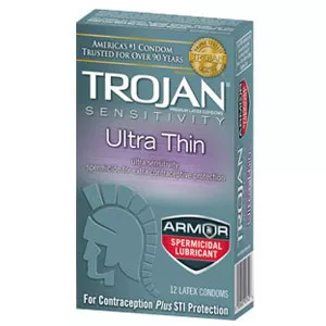 Trojan Ultra Thin Condom with Armor Spermicidal Lubricant (12 Count)