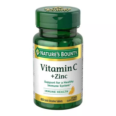 US Nutrition 74312553936 - Vitamin C Supplement + Zinc Nature's Bounty Tablet 60 per Bottle