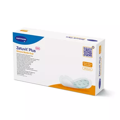 Zetuvit Plus Silicone Border Oval SAP Dressing with Silicone adhesive, 4.7" x 9"