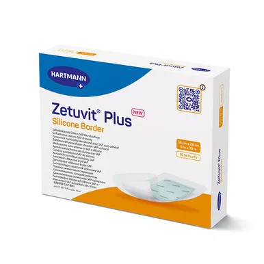 Zetuvit Plus Silicone Border Superabsorbent SAP Dressing with Silicone Adhesive, 8" x 8" - REPLACES EV413123