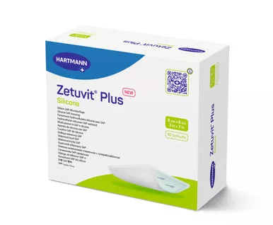 Zetuvit Plus Silicone Non-Border Superabsorbent Dressing, 3" x 3" / 8cm x 8cm - REPLACES EV413114